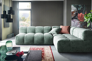 Большой зеленый диван Квадро в гостиную, бескаркасная модель от российского производителя